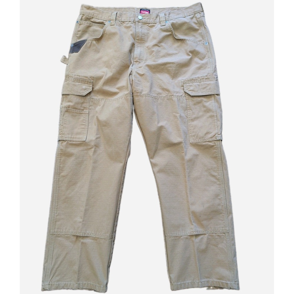 Wrangler Riggs Workwear Ripstop Cargo Pants Tan Brown 38x30 Reinforced Knee